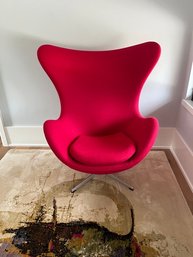 Modern Red Fabric Chair By Fritz Hansen Seat - 33 W X 28 D X 41 H