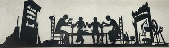 Metal Art Family Sitting Around The Harvest Table Having A Meal - 48 Wide X 15 Tall