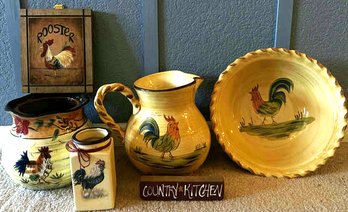 Rooster Lot (Bowls,Pitchers,decor) Tallest Is 8.5in