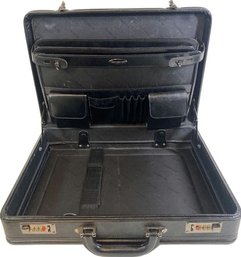 Samsonite Black Leather Attach With Expandable Document Holder And Combination Lock 18x13x4