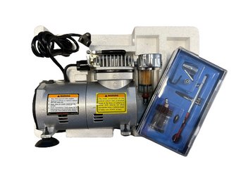 Central Pneumatic Mini Oil Less Air Brush Compressor- Missing Hose And Wrench- Box - 14x6.5x9.5