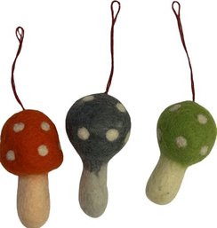 3 Pieces Of Felt Mushroom Ornaments - 5.50inches