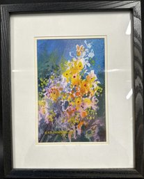 Framed 'burst Of Color' Watercolor Painting By Ed Brookins -  15x12in