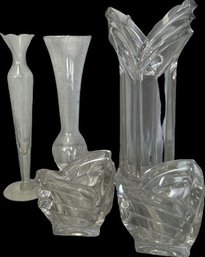 Heavy Glass Matching Vase (11.5in) & Snack Dishes And Light Weight Vases (10in)