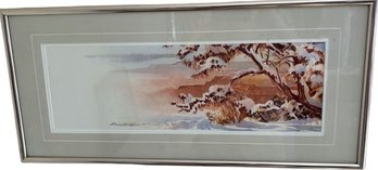 Framed Limited Edition Original Transparent Watercolor Signed By Artist Raleigh E Kinney (28x13)