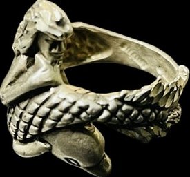 Mermaid And Dolphin Ring, Sterling - Work Of Art.