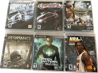 6 Playstation 3 Games- NBA, Green Lantern, Ridge Racer