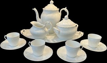 White Tea Set By Richard Ginori. Made In Italy. (Tea Cups 2.5 & Tea Pot 9)