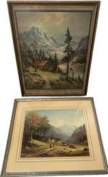 Collection Of Mountainous Prints One From Thompson Called Our Mountain Camp (12x15 & 13.5x12)