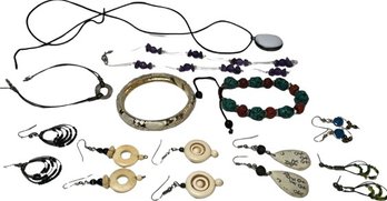 Boho Style Jewelry- 2 Necklaces, 3 Bracelets, 6 Pairs Earrings