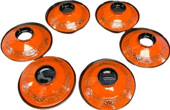 Rice Bowls With Lids.  Rust Colored And Black. Plastic.