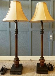 (2) Metal Table Lamps, Potable Luminaire (30in Tall)