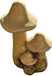 Yellow Glass Mushroom, Outdoor Decor - 12 Inches Tall