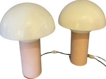 Vintage Glass Mushroom Shaped Lamps: Tested & Working - 10x16