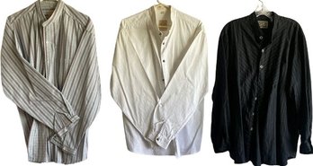 Three Mens Western Shirts Size Large White Shirt Has Staining On Collar.