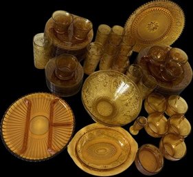 Amber Colored Glass Dish Collection