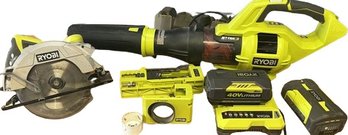 Ryobi Saw (tested & Working) Blower, 2 Batteries, Carrying Case & More.