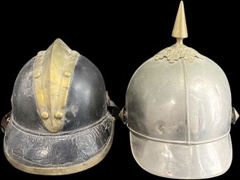 Pair Of Antique Replica Soldier Helmets