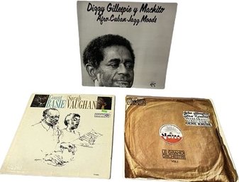 Three Vinyl Records: Dizzy Gillespie, Sarah Vaughan And Duke Ellington