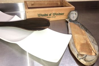 Pottery Spoon Tray, Wood Box, White Tray,