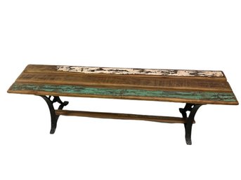 Semi Distressed Bench With Cast Iron Feet (56x12x18)