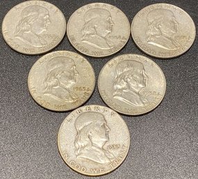 Franklin US Half Dollar Coins, 1950s To 1960s