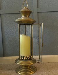 Brass Candle Lantern (20in Tall)