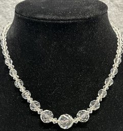 Vintage Clear Crystal Graduated Bead Necklace