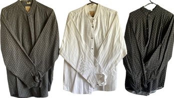 Three Mens Western Shirts Size Large White Shirt Has Staining On Collar.
