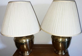 (Two) Brass Base Table Lamps