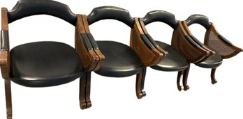 Wooden Chairs With Black Leather Pads - 23.5Lx23.5Wx28H, Seat Height At 15.5in