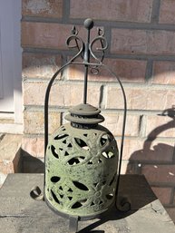 Metal Candle, Green Aged Patina - 12'H