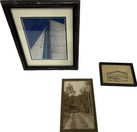 (3) Framed Art Lot, 1 Is 7.5H, 10.5H And 15 1/2'