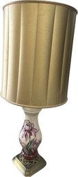 Tall Floral Lamp With Gold Shade, 39
