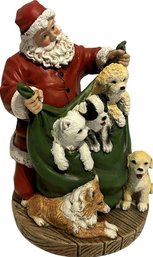 Roman Santa With Bag Of Puppies - 6.50 Inches