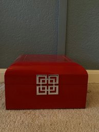 Red Asian Decorative Box, Made In China (9.5x5.5x9.5)