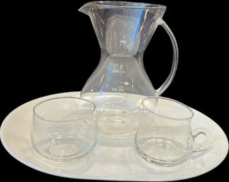 White Platter (8x12), Coffee Carafe & Creamer/Sugar Bowls