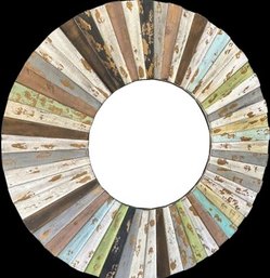 Three Hands Corp. Circular Rustic Colored Mirror Diameter Is 32 Inches