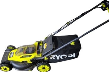 Ryobi One HP Lawn Mower. With Two Batteries And Charger. Tested.  55'x21'x40'