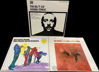 Three Vinyl Records Including Herbie Mann, Duke Ellington And Stan Getz