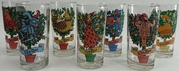 (7) Anchor Hocking Christmas Drinking Glasses - 5 5/8' Tall