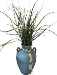 Blue Planter - Black Pot Vase With Plant, 15' Height