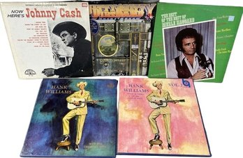 Collection Of Classic Country Vinyl. Includes Johnny Cash, Merle Haggard, Hank Williams