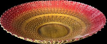 Decorative Glass, Red And Gold Bowl - 16'L