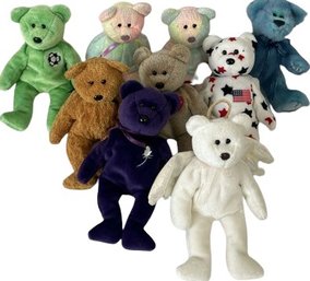 Collection Of TY Beanie Babies With Detached Hang Tags Including 1997 Princess Bear & 1998 Halo Bear