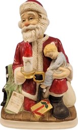 2000 Santa By Melody In Motion. Hand Made And Hand Painted Porcelain Figurine! Sings And Moves 9.5x8.5x5.5