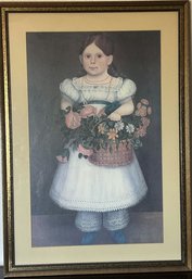 Little Girl With Flowers Framed Print (23.25x33.25)