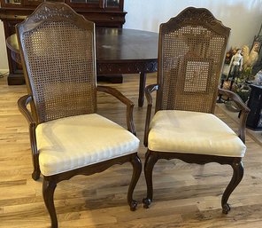 Set Of Two Captains Dining Room Chairs With Came Back. 44 Tall X Seat Is 18 Inches Deep Seat Height Is 19 In