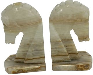 Marble Horse Bookends - 6.5' Height