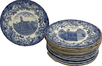 Wedgwood Harvard University 1927 Notable Locations Dinner Plates- 10.5in, Made In England, 12 Total